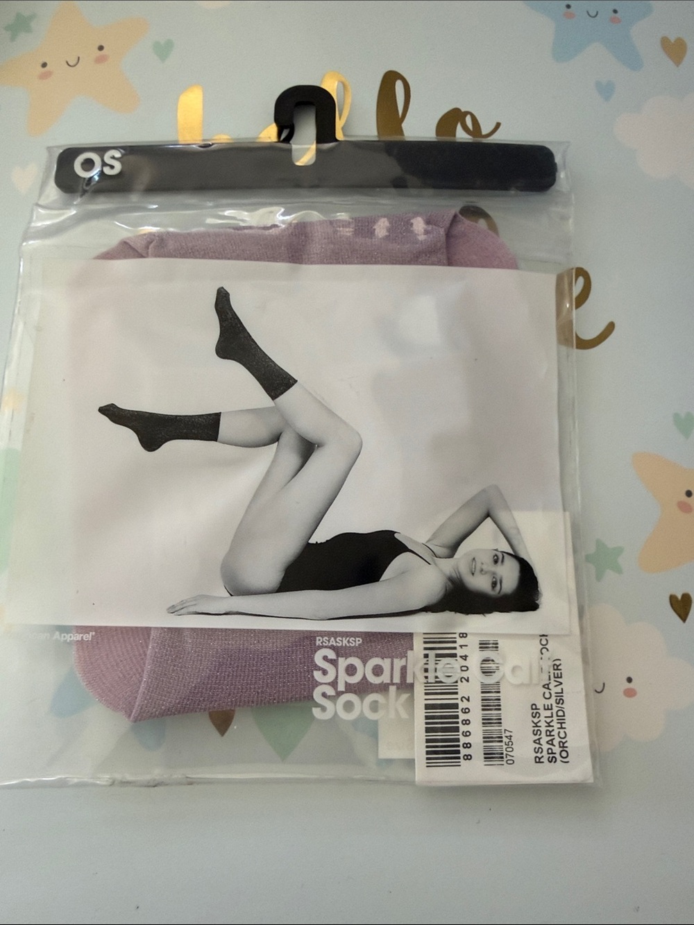 American Apparel Orchid Sparkle Crew Socks